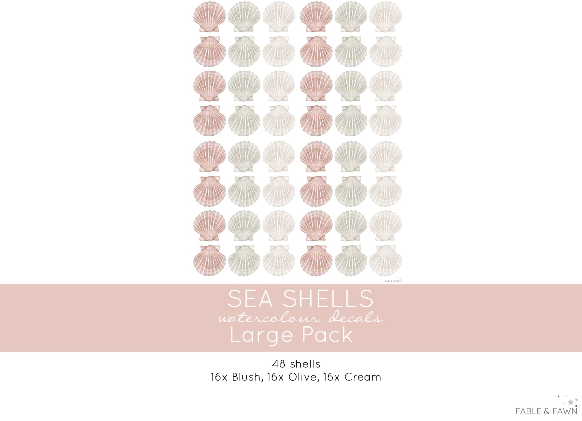 Seashell Wall Decals (Soft Olive) - Wall Decals - Fable and Fawn