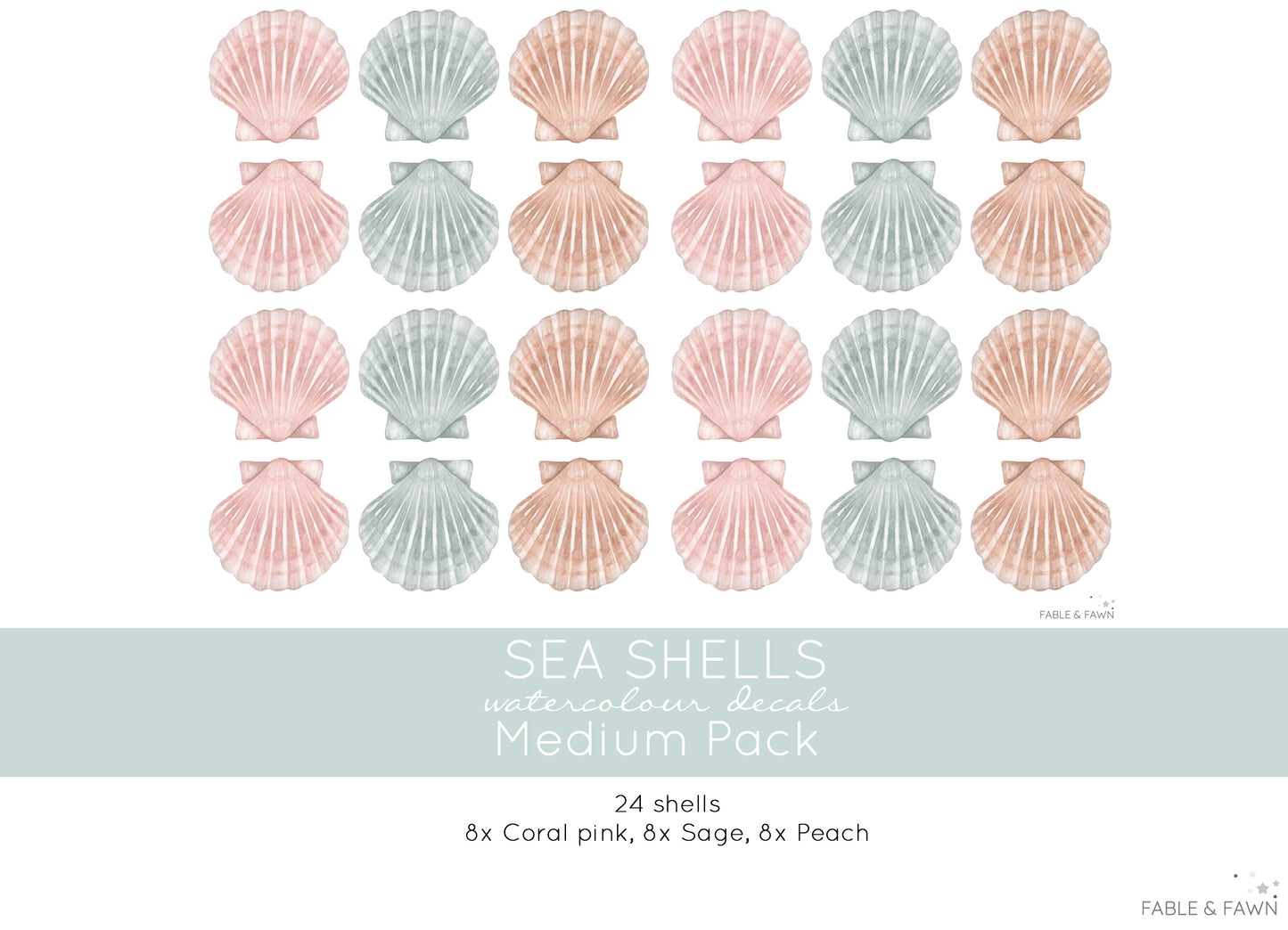 Seashell Wall Decals (Boho Set) - Wall Decals - Fable and Fawn