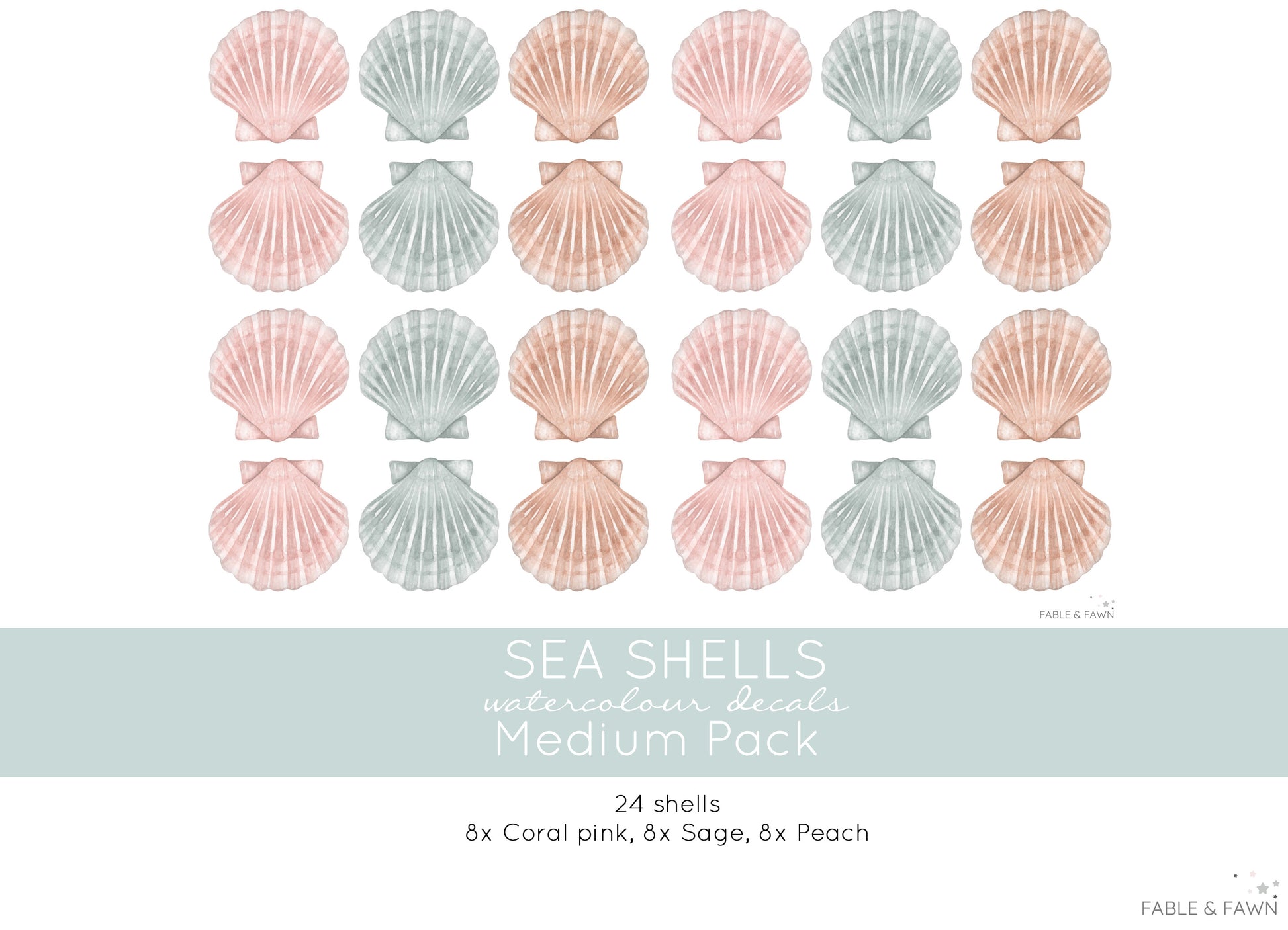 Seashell Wall Decals (Boho Set) - Wall Decals - Fable and Fawn