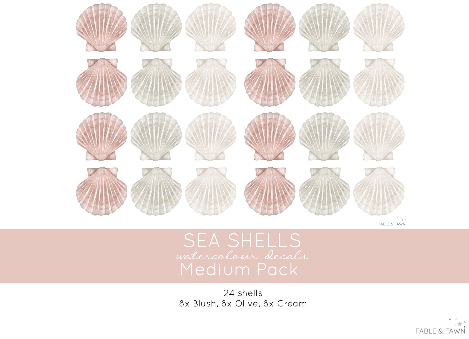 Seashell Wall Decals (Soft Olive) - Wall Decals - Fable and Fawn