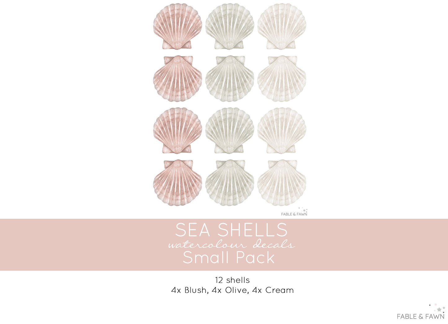 Seashell Wall Decals (Soft Olive) - Wall Decals - Fable and Fawn