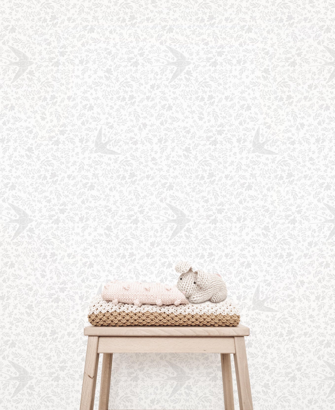 Little Birdie (Stencil) Floral Wallpaper - Wallpaper - Fable and Fawn