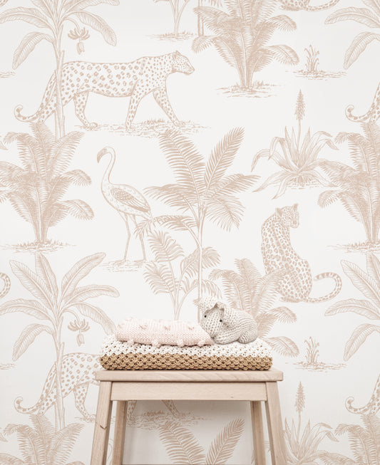 Leopard Safari Wallpaper (Clay) - Wallpaper - Fable and Fawn