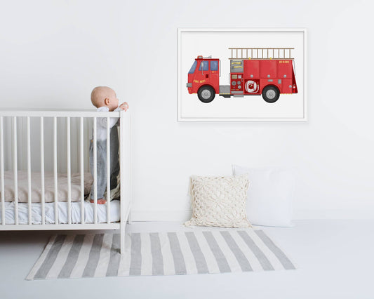 Fire Engine Print | Personalised Word Print - Kids Wall Art - Fable and Fawn