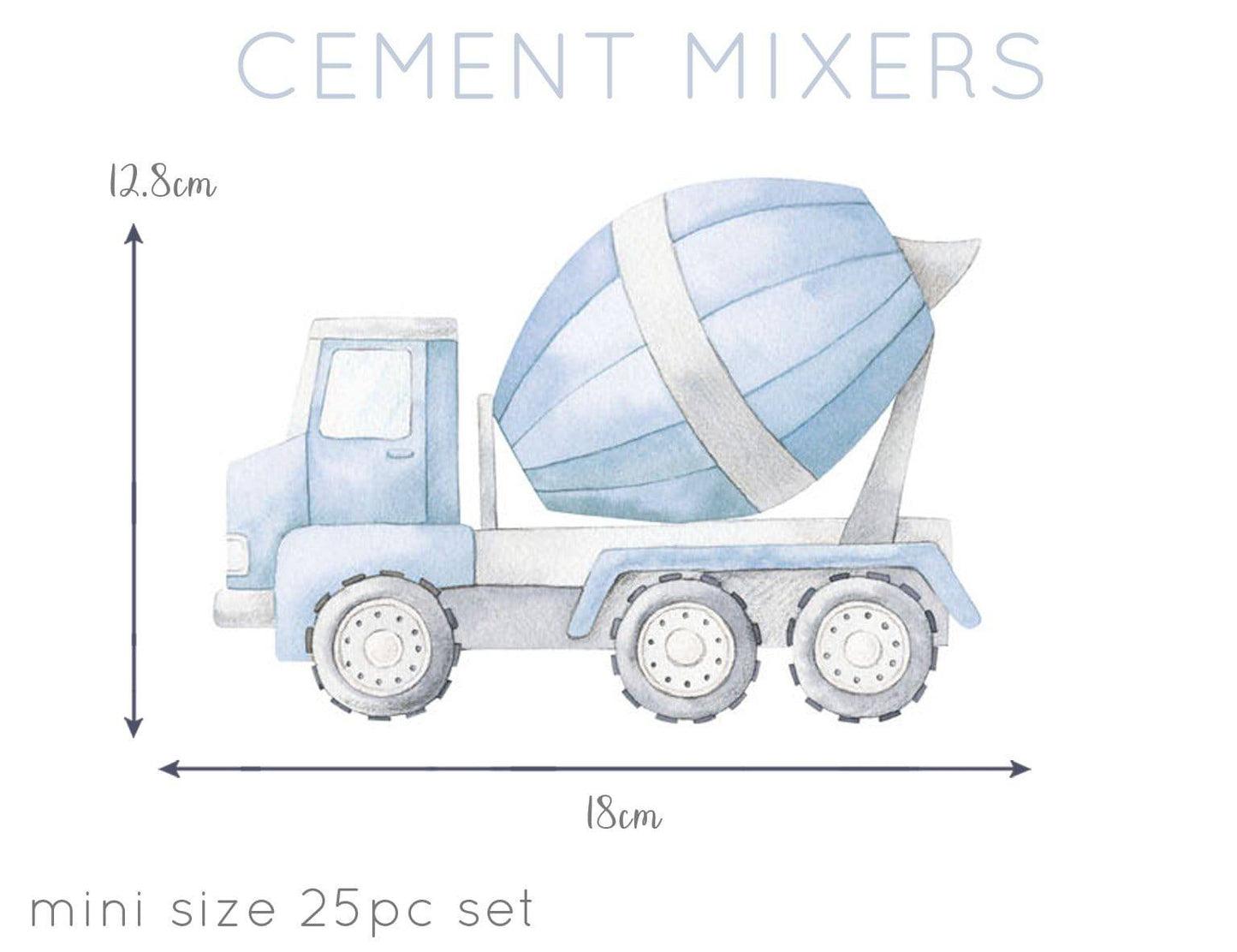 Removable Fabric Wall Decals - Mini Cement Mixers - Wall Decals - Fable and Fawn