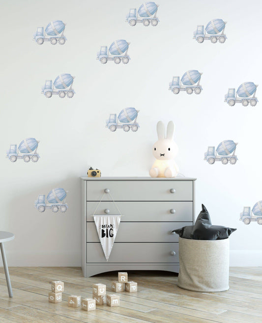 Removable Fabric Wall Decals - Mini Cement Mixers - Wall Decals - Fable and Fawn