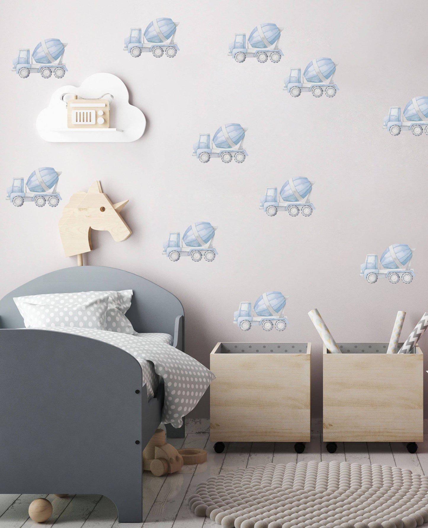 Removable Fabric Wall Decals - Mini Cement Mixers - Wall Decals - Fable and Fawn