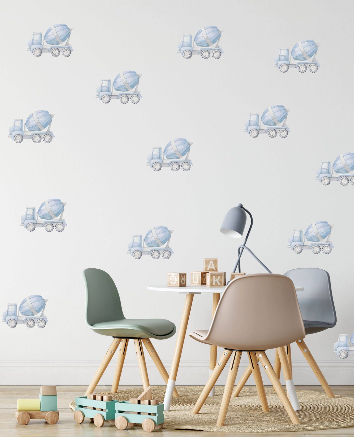 Removable Fabric Wall Decals - Mini Cement Mixers - Wall Decals - Fable and Fawn