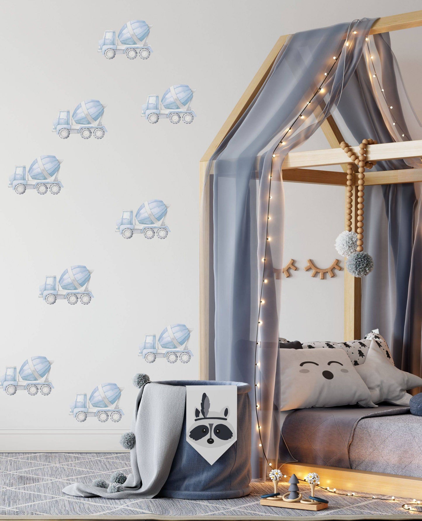 Removable Fabric Wall Decals - Mini Cement Mixers - Wall Decals - Fable and Fawn