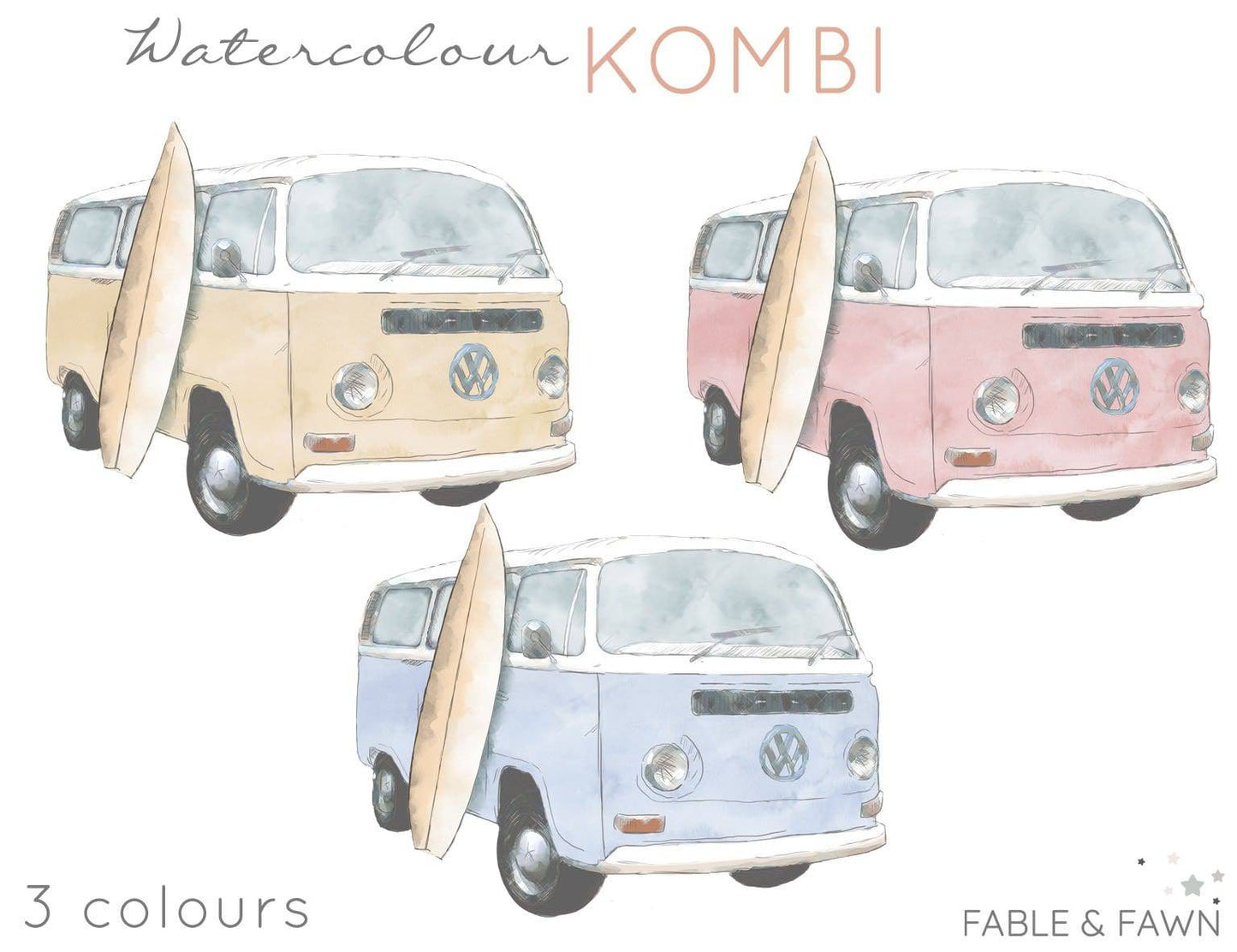 Mini Kombi Wall Decals - Wall Decals - Fable and Fawn