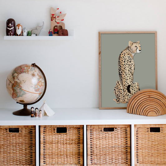 Cheetah Print (Khaki) - Kids Wall Art - Fable and Fawn