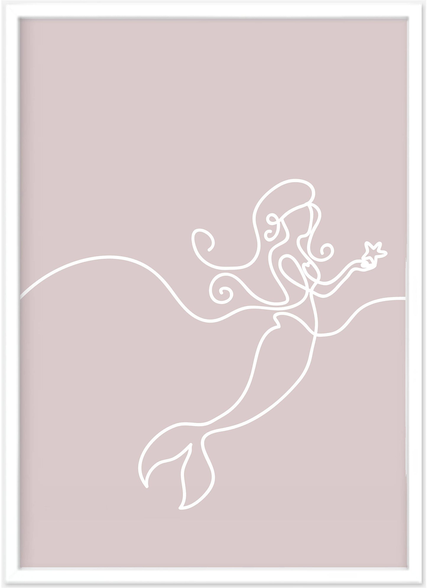 Mermaid Line Print (Pink) | Mermaid Line Wall Art - PRINT - Fable and Fawn