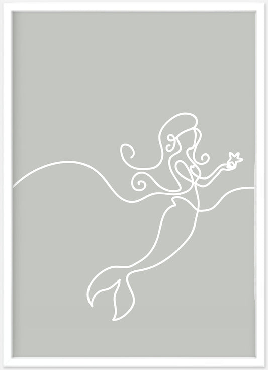 Mermaid Line Wall Art (Sage) - PRINT - Fable and Fawn