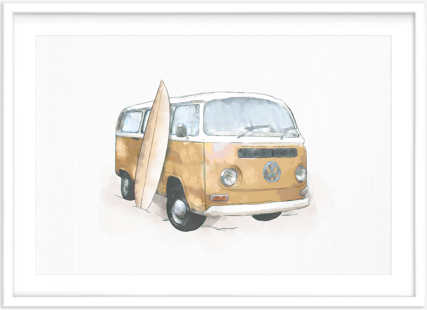 Kombi Van Print (Mustard) - PRINT - Fable and Fawn