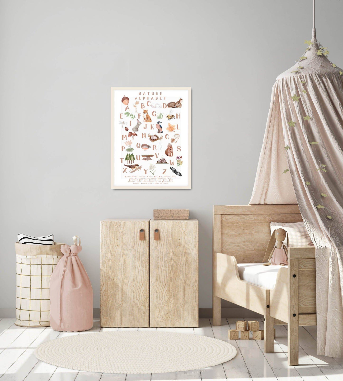 Woodland Alphabet Print (Blush) - PRINT - Fable and Fawn