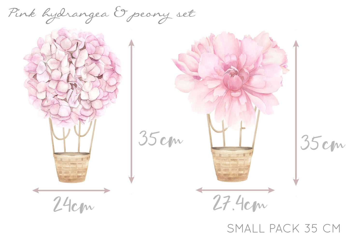 Floral Hot Air Balloons (Pink) - Wall Decals - Fable and Fawn