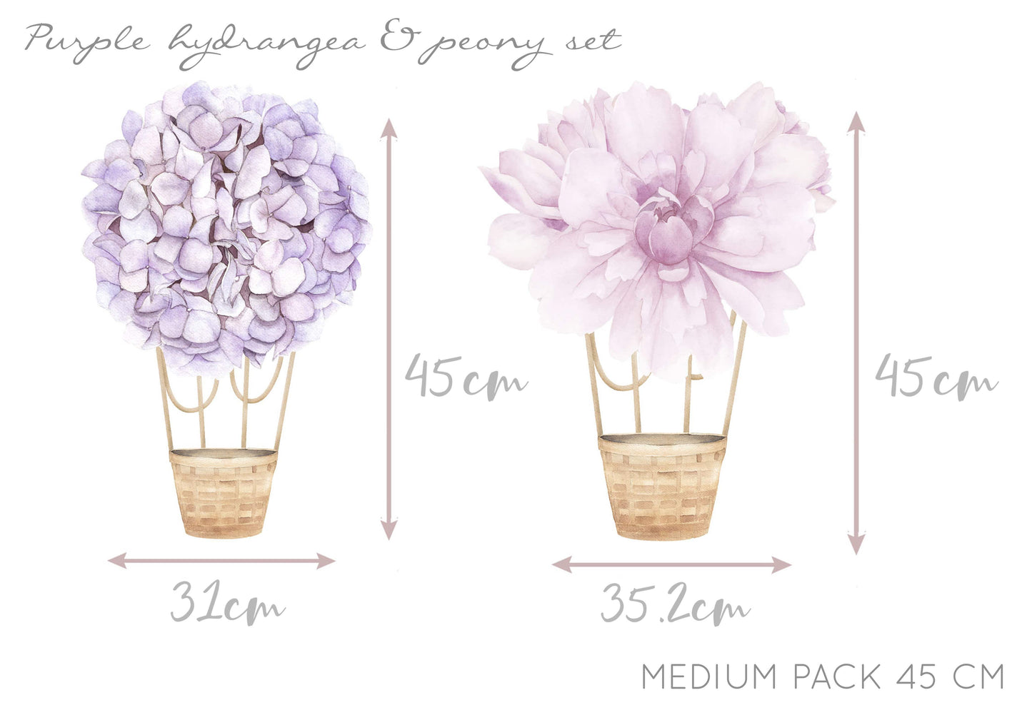 Floral Hot Air Balloons (Purple) - Wall Decals - Fable and Fawn