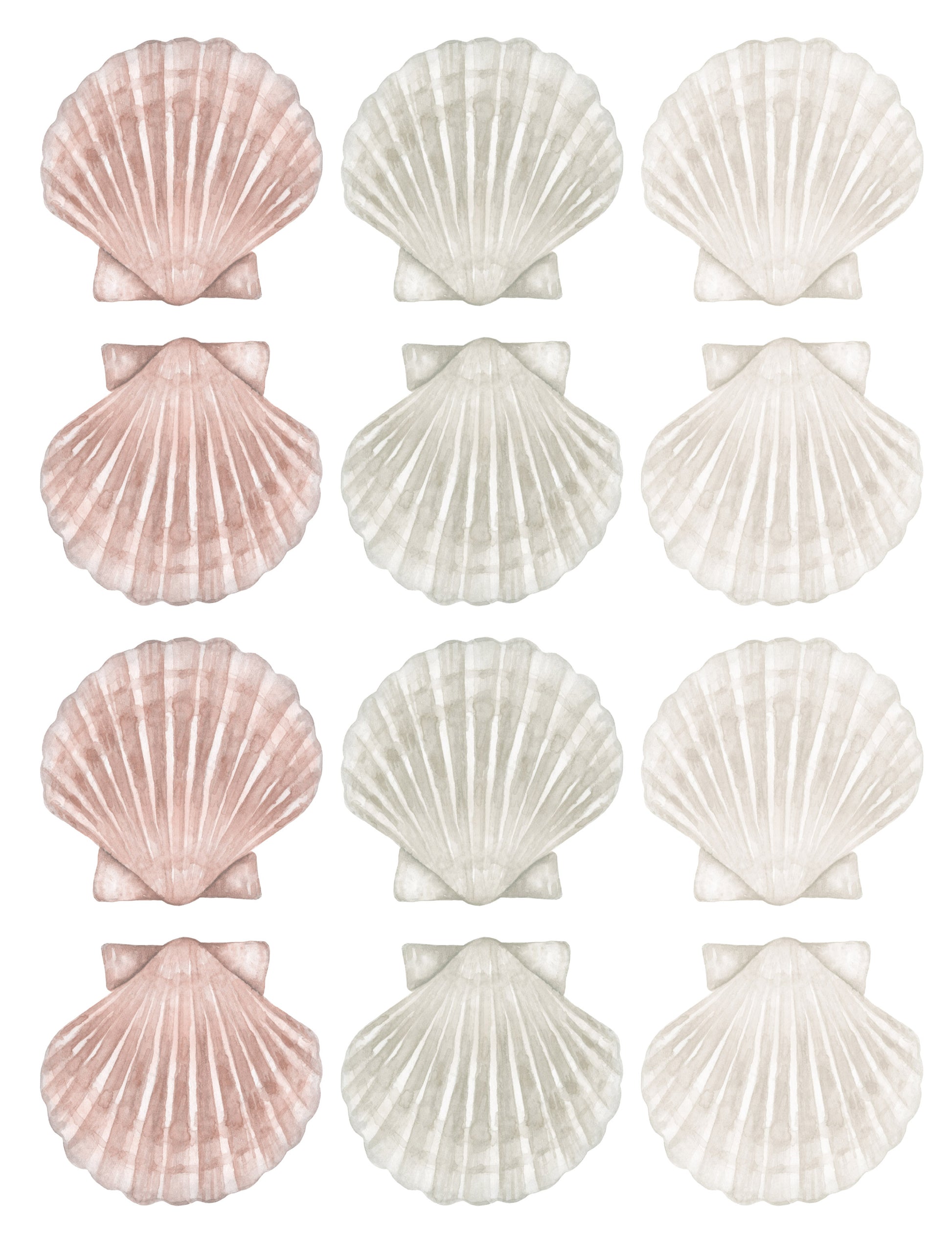 Seashell Wall Decals (Soft Olive) - Wall Decals - Fable and Fawn