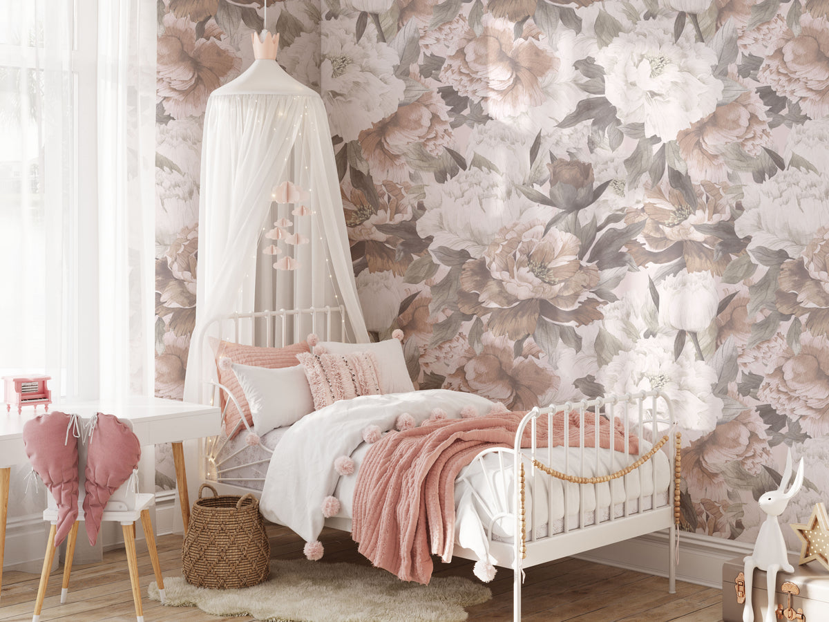 Peony Floral Wallpaper Mural - Wallpaper - Fable and Fawn