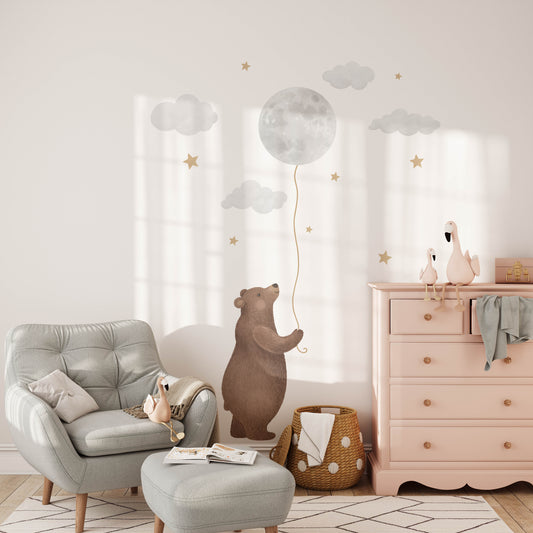 Bear & Moon Nursery Wall Decals - Wall Decals - Fable and Fawn 