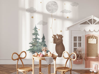 Bear & Moon Nursery Wall Decals - Wall Decals - Fable and Fawn 