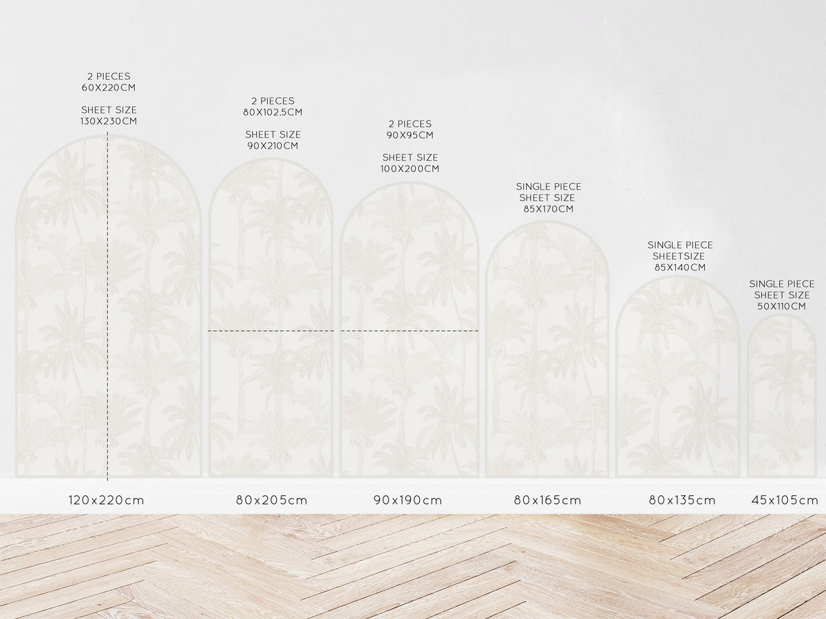 Arch Wall Decal - Beige Palms - Wall Decals Australia - Fable and Fawn