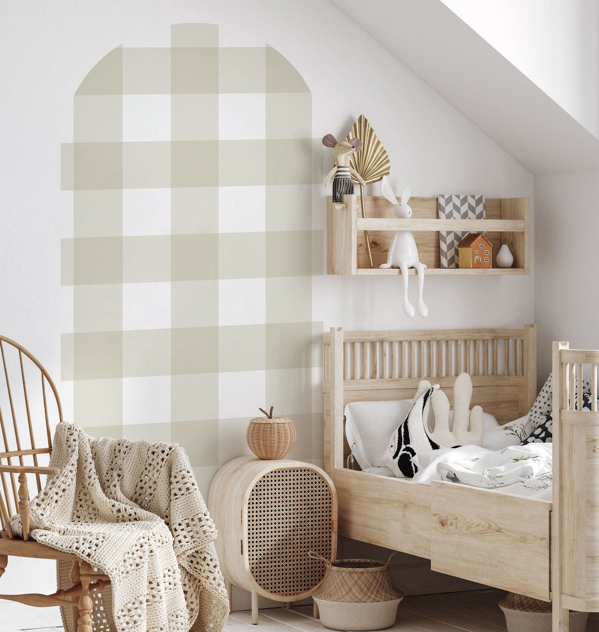 Khaki Arch Wall Decal | Gingham