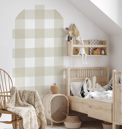 Khaki Arch Wall Decal | Gingham
