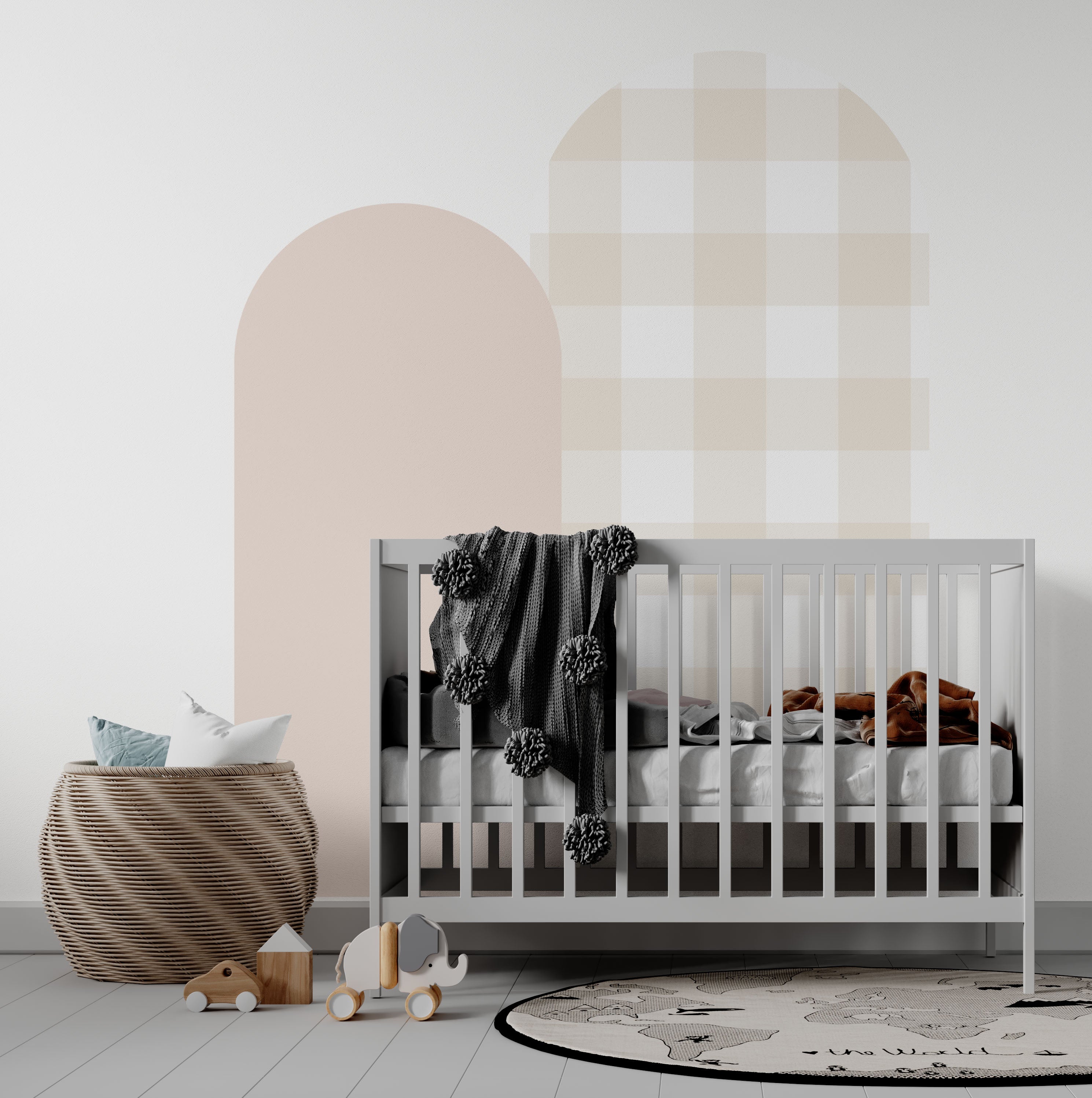 Beige Arch Wall Decal | Gingham
