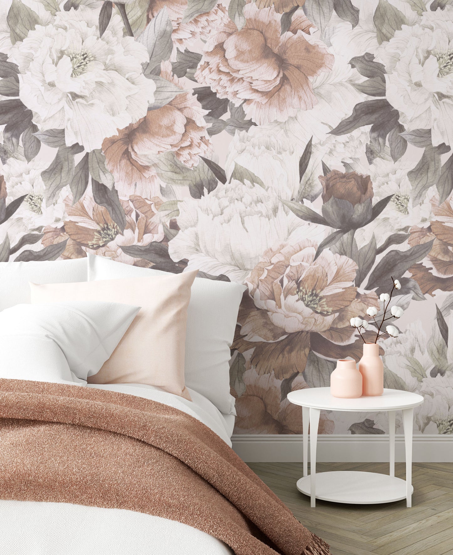Peony Floral Wallpaper Mural - Wallpaper - Fable and Fawn 