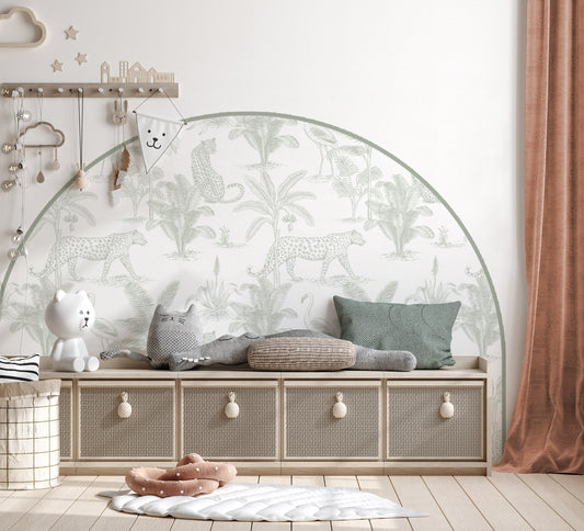 Bedhead Wall Decal - Leopard Safari (Sage) - Wall Decals Australia - Fable and Fawn 