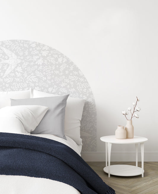 Bedhead Wall Decal - Little Birdie (Soft Grey) - Wall Decals Australia - Fable and Fawn 