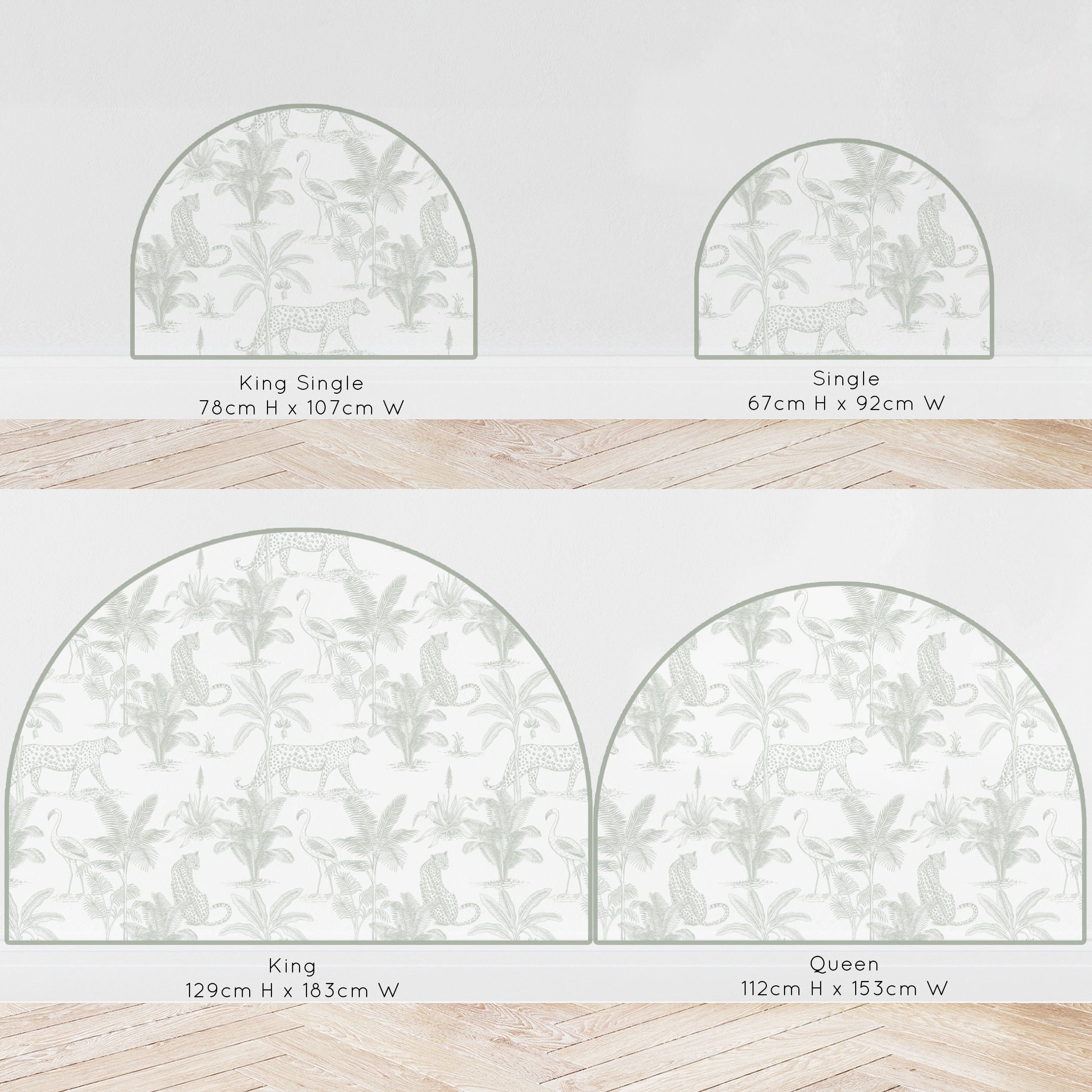 Bedhead Wall Decal - Leopard Safari (Sage) - Wall Decals Australia - Fable and Fawn