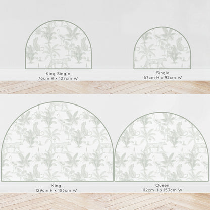 Bedhead Wall Decal - Leopard Safari (Sage) - Wall Decals Australia - Fable and Fawn 