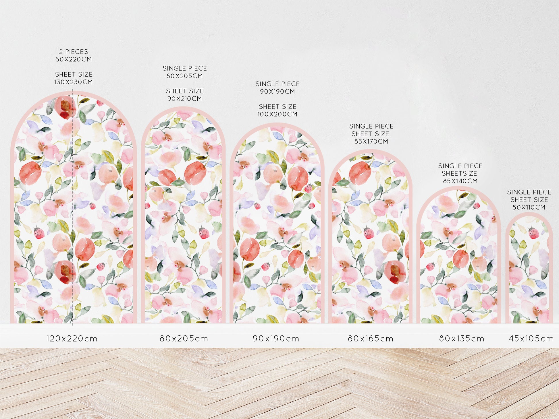 Arch Wall Decal - Lady Bug Floral - Wall Decals Australia - Fable and Fawn 