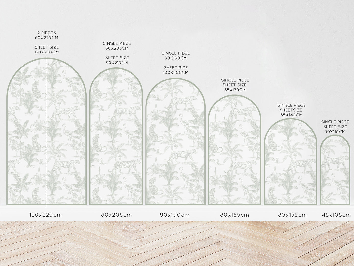Arch Wall Decal - Leopard Safari (Sage) - Wall Decals Australia - Fable and Fawn 