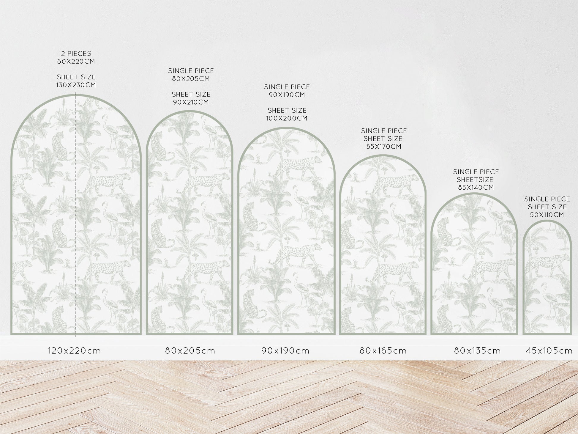 Arch Wall Decal - Leopard Safari (Sage) - Wall Decals Australia - Fable and Fawn 