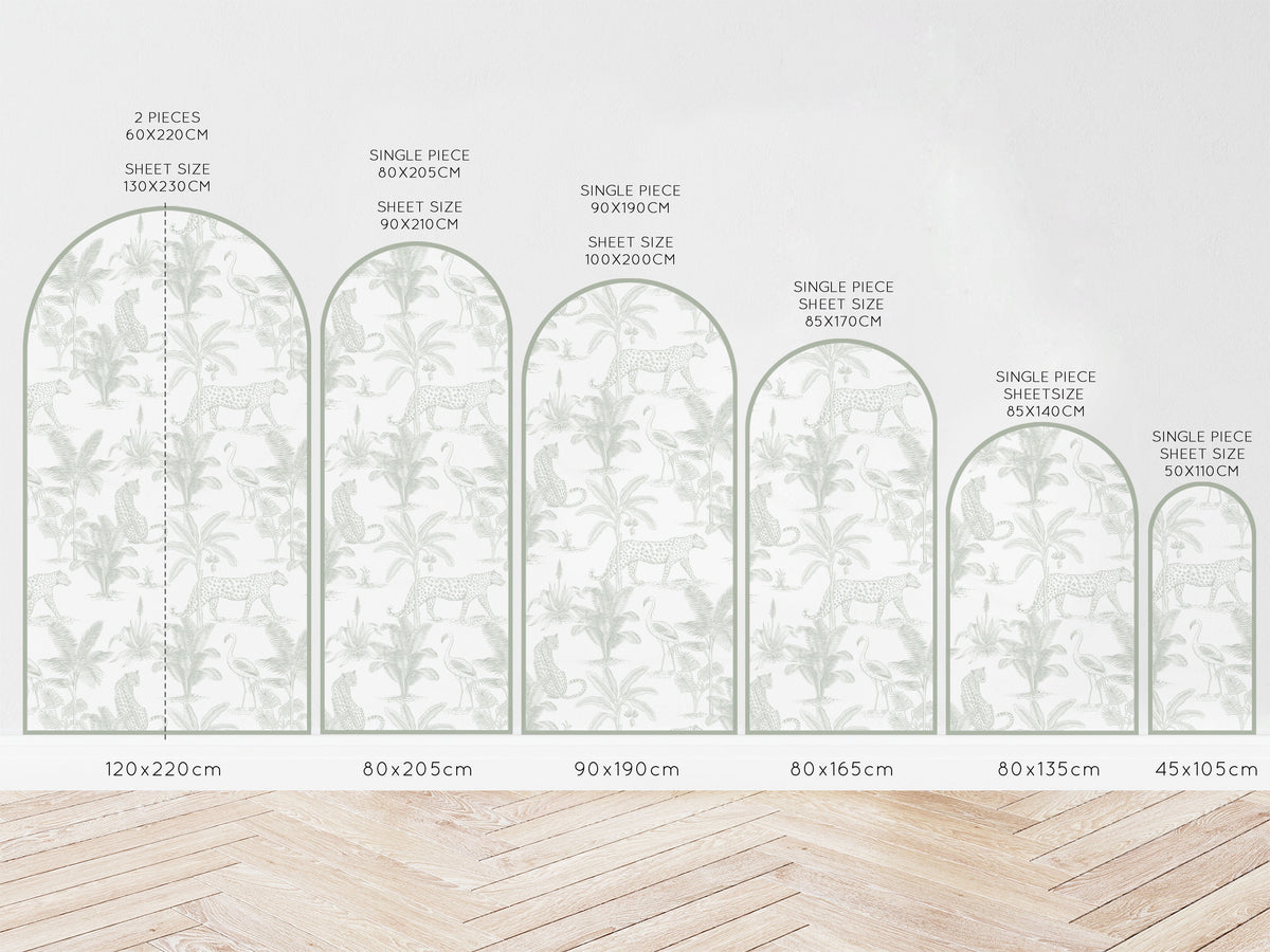 Arch Wall Decal - Leopard Safari (Sage) - Wall Decals Australia - Fable and Fawn