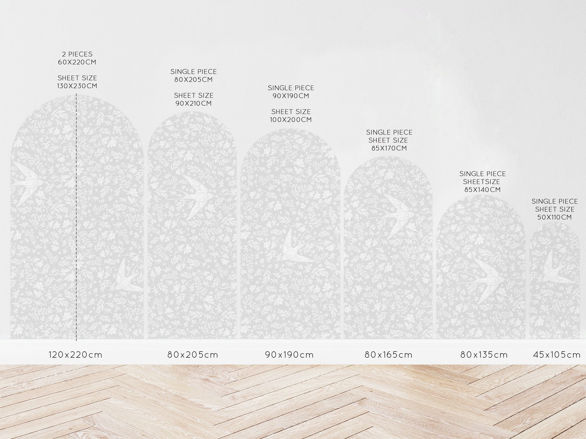 Arch Wall Decal - Little Birdie (Soft Grey) - Wall Decals Australia - Fable and Fawn 
