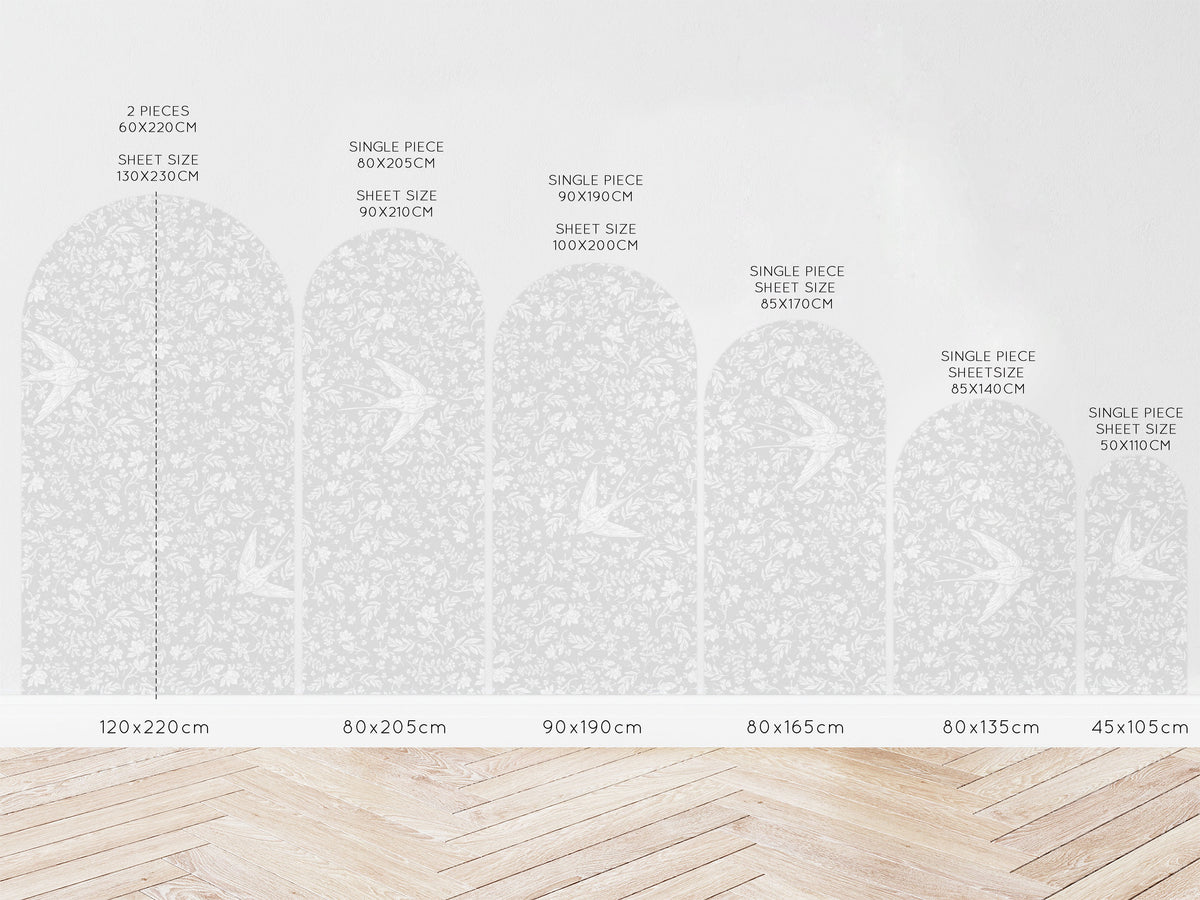 Arch Wall Decal - Little Birdie (Soft Grey) - Wall Decals Australia - Fable and Fawn