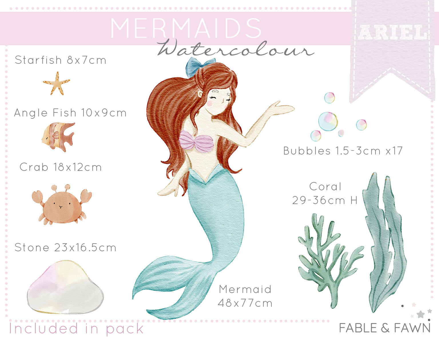Ariel the Mermaid Wall Decal - Wall Decals - Fable and Fawn 