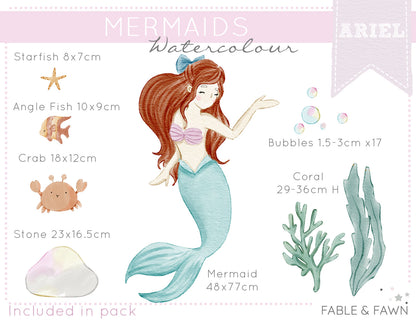 Ariel the Mermaid Wall Decal - Wall Decals - Fable and Fawn 