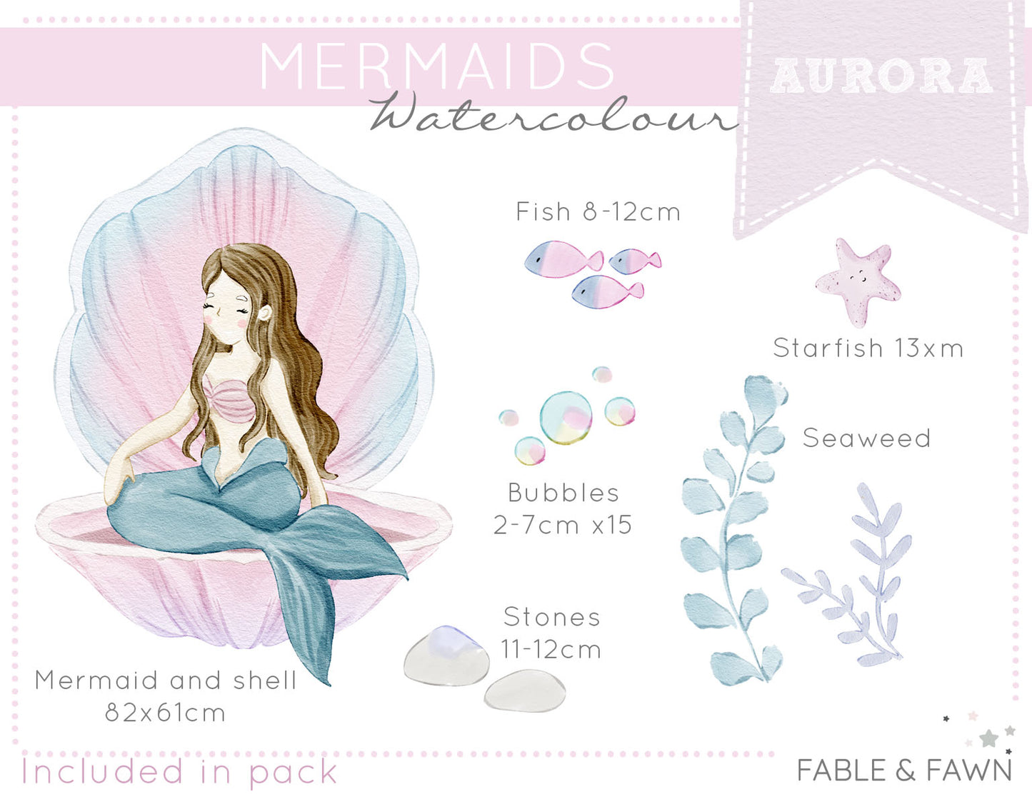 Aurora the Mermaid Wall Decal - Wall Decals - Fable and Fawn 