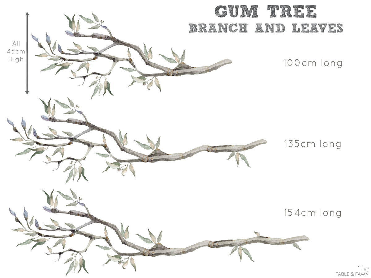 Australian Gum Tree Branch Wall Decal x3 Sizes