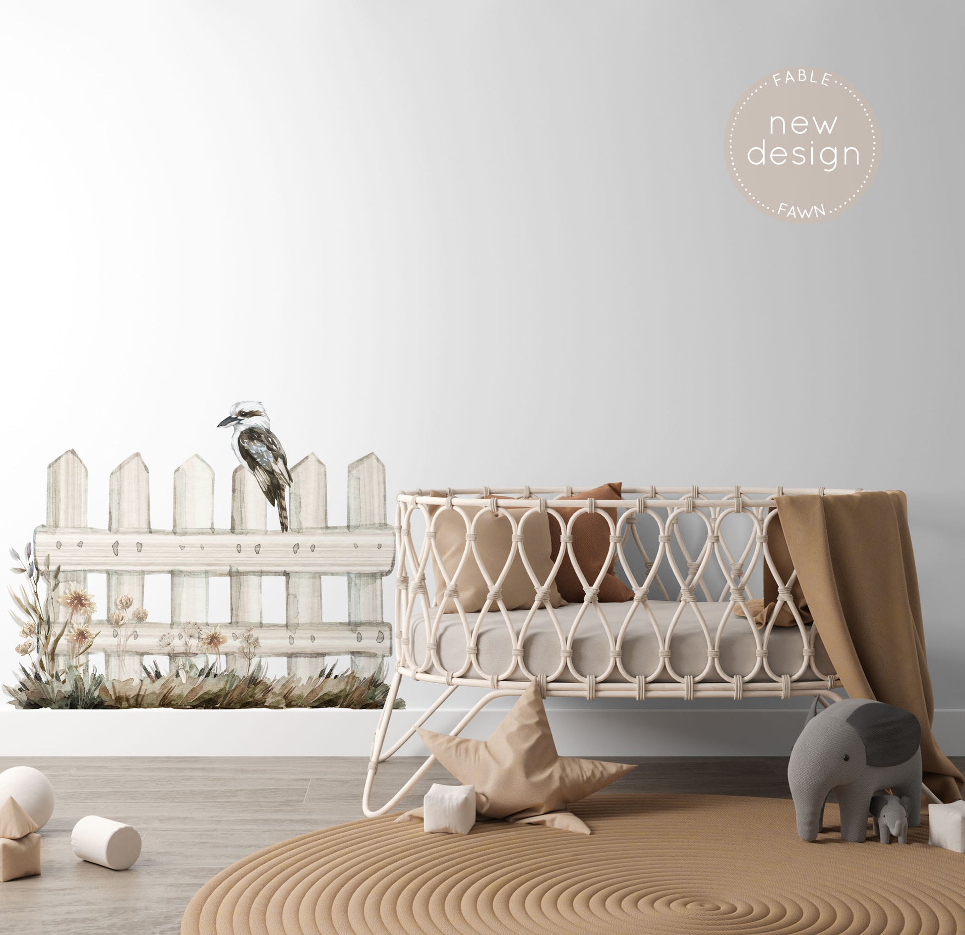 Australian Kookaburra on Fence Wall Decal - Wall Decals - Fable and Fawn 