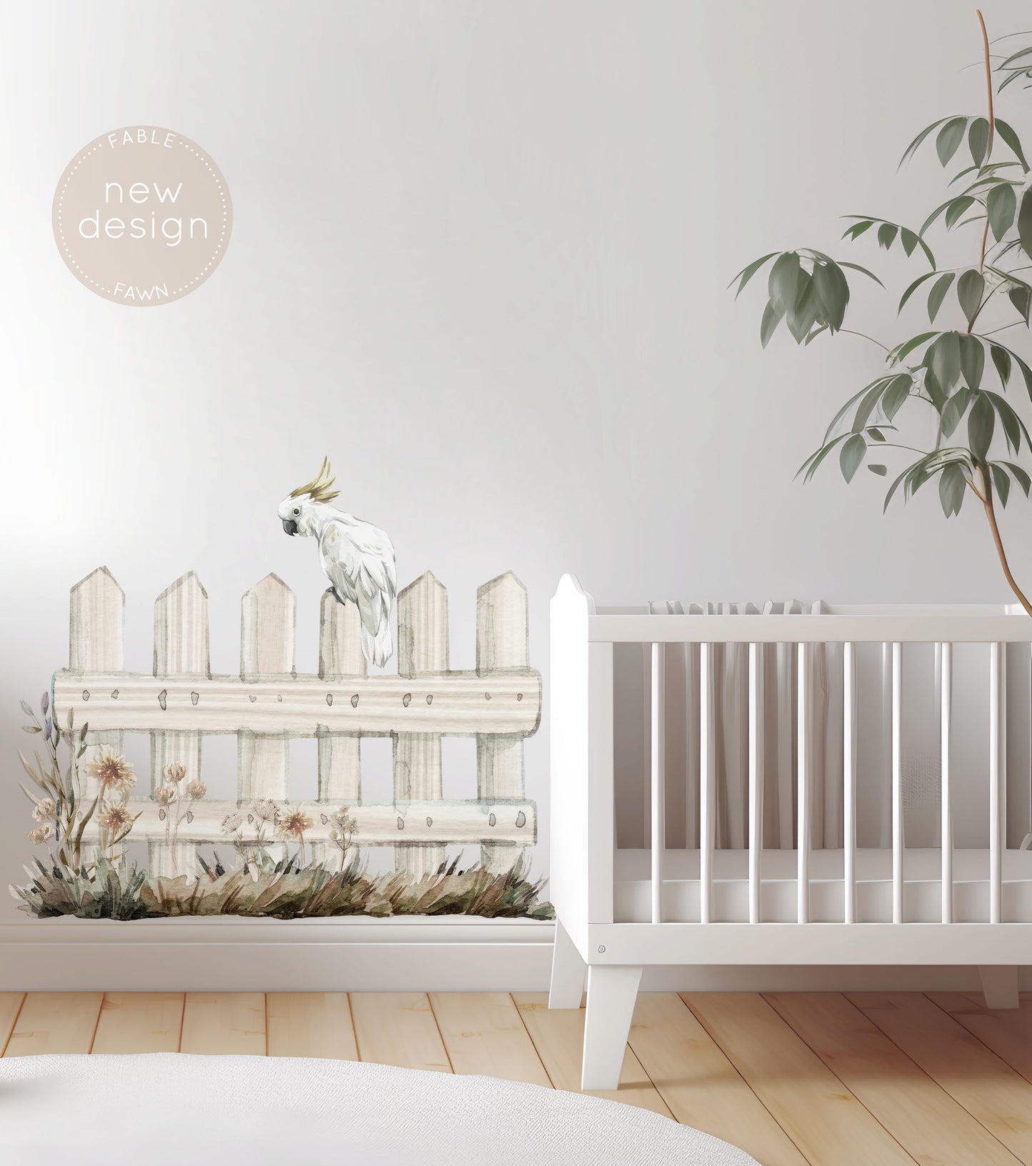 Australian Cockatoo on Fence Wall Decal - Wall Decals - Fable and Fawn 
