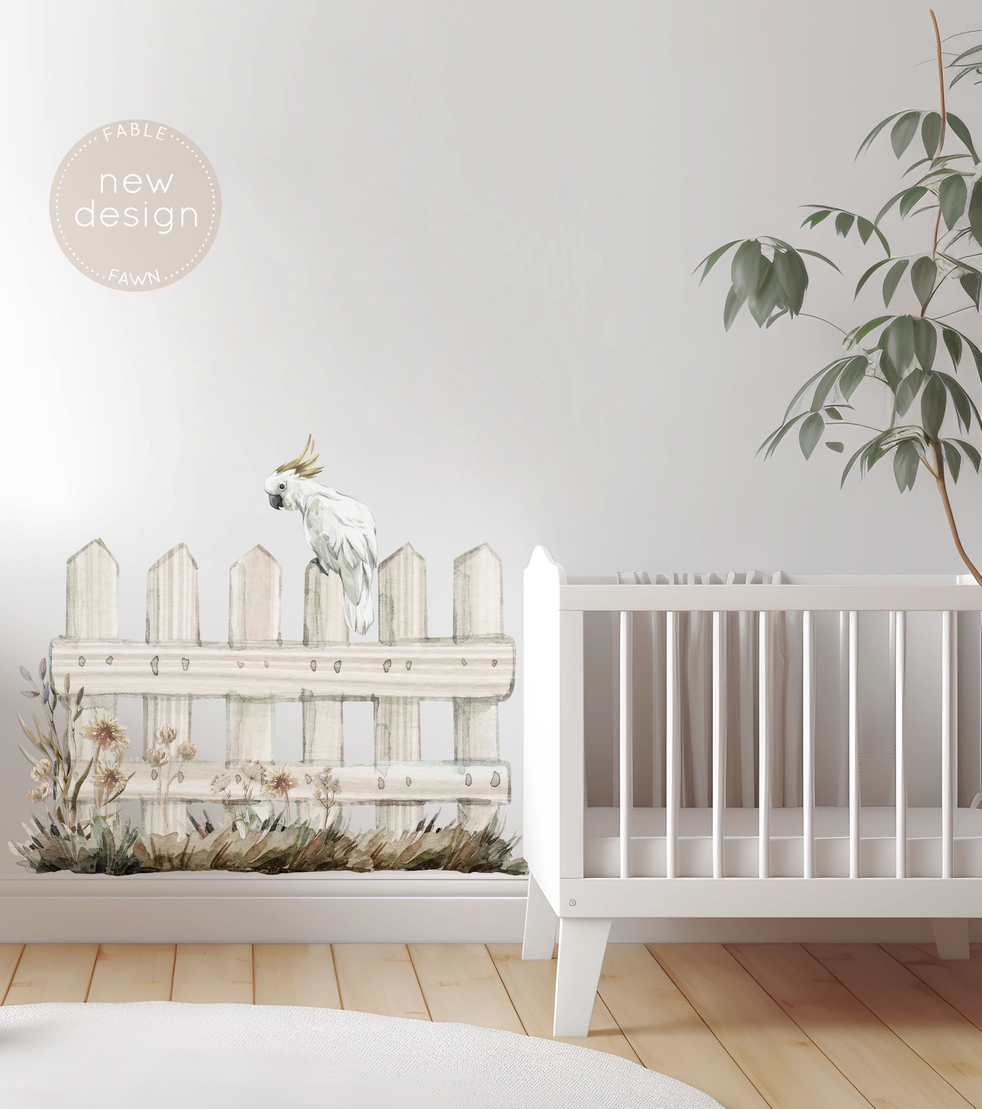 Australian Cockatoo on Fence Wall Decal - Wall Decals - Fable and Fawn 