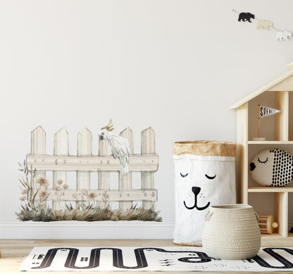 Australian Cockatoo on Fence Wall Decal - Wall Decals - Fable and Fawn 