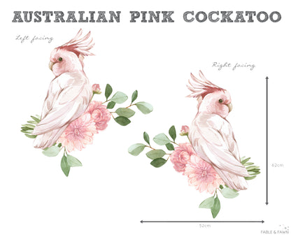 Pink Cockatoo & Flower Wall Decals