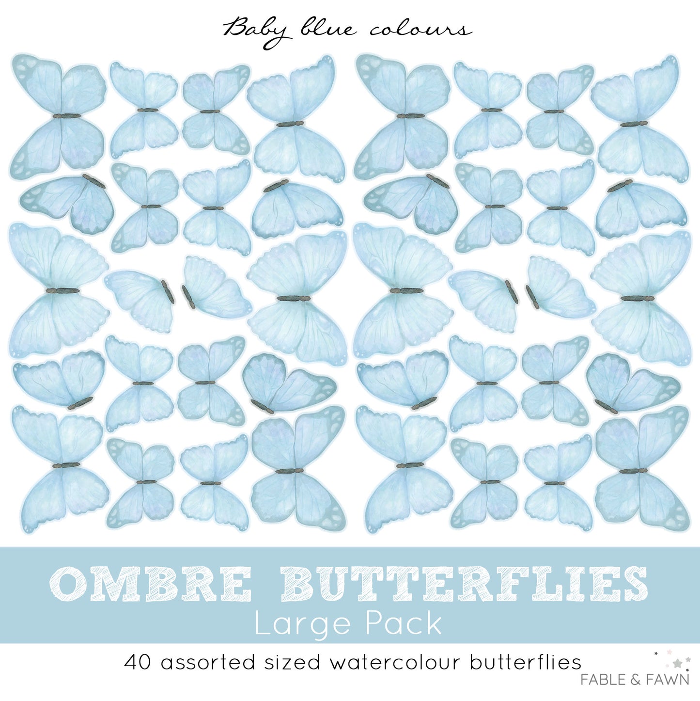 Butterfly Wall Decals (Light Blue)
